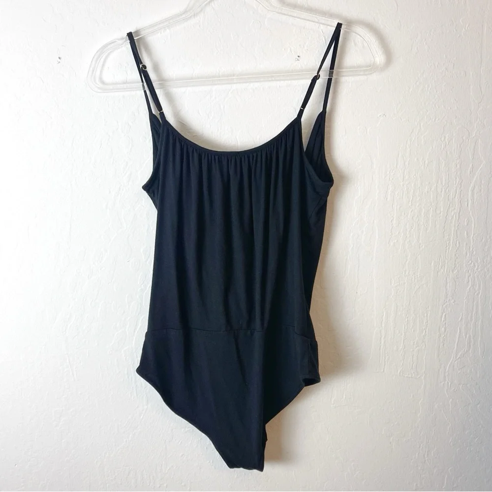 J. CREW Drapey Wrap Front Cami Tank Top Slinky Dressy Bodysuit Black Size Small